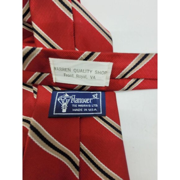 VTG REPP 100% Silk Stripped Neck Tie Warren St. Quality Shop USA Old Money - Picture 4 of 5